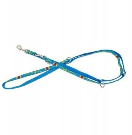 Smycz dla psa, wzór etniczny, regulowana, taśma polipropylenowa, 20mm/220cm błękitna