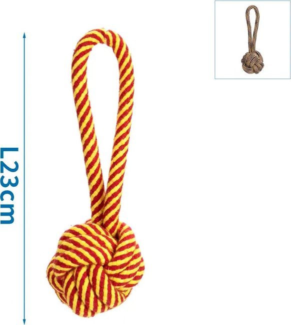Nobleza Zabawka z bawełnianego sznura z piłką i uchwytem dla psa Zabawka z bawełnianego sznura z piłką i uchwytem dla psa