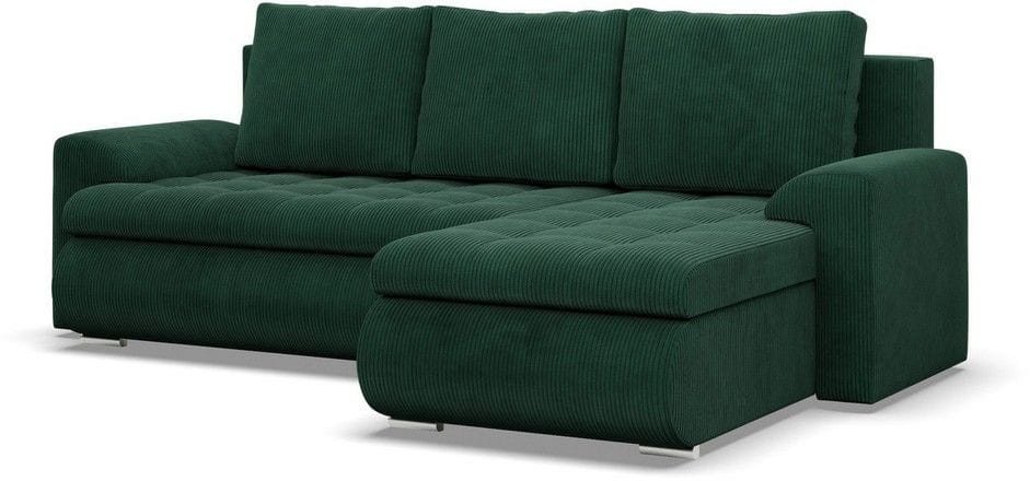 Narożnik rozkładany, prawy, Bosco, sztruks, 230x159x89 cm, butelkowa zieleń | TYLETEGOTU