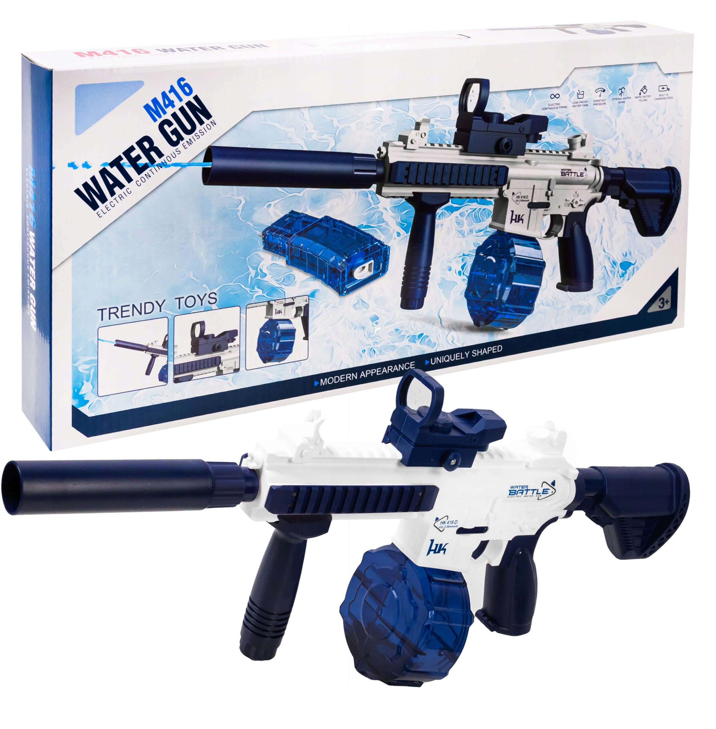 Karabin Pistolet Na Wodę Dla Dzieci Broń Wodna Sikawka Na Akumulator 2 Mag