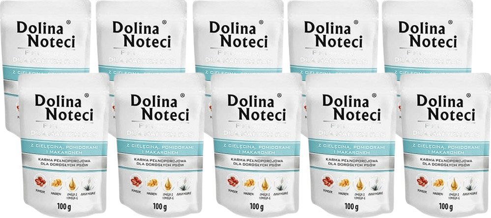 Dolina Noteci Dolina Noteci PREMIUM dla psów małych ras z cielęciną pomidorami i makaronem 10x100 g