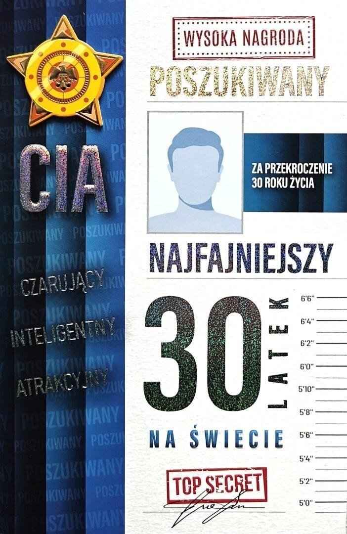 Karnet Urodziny 30 męskie poszukiwany