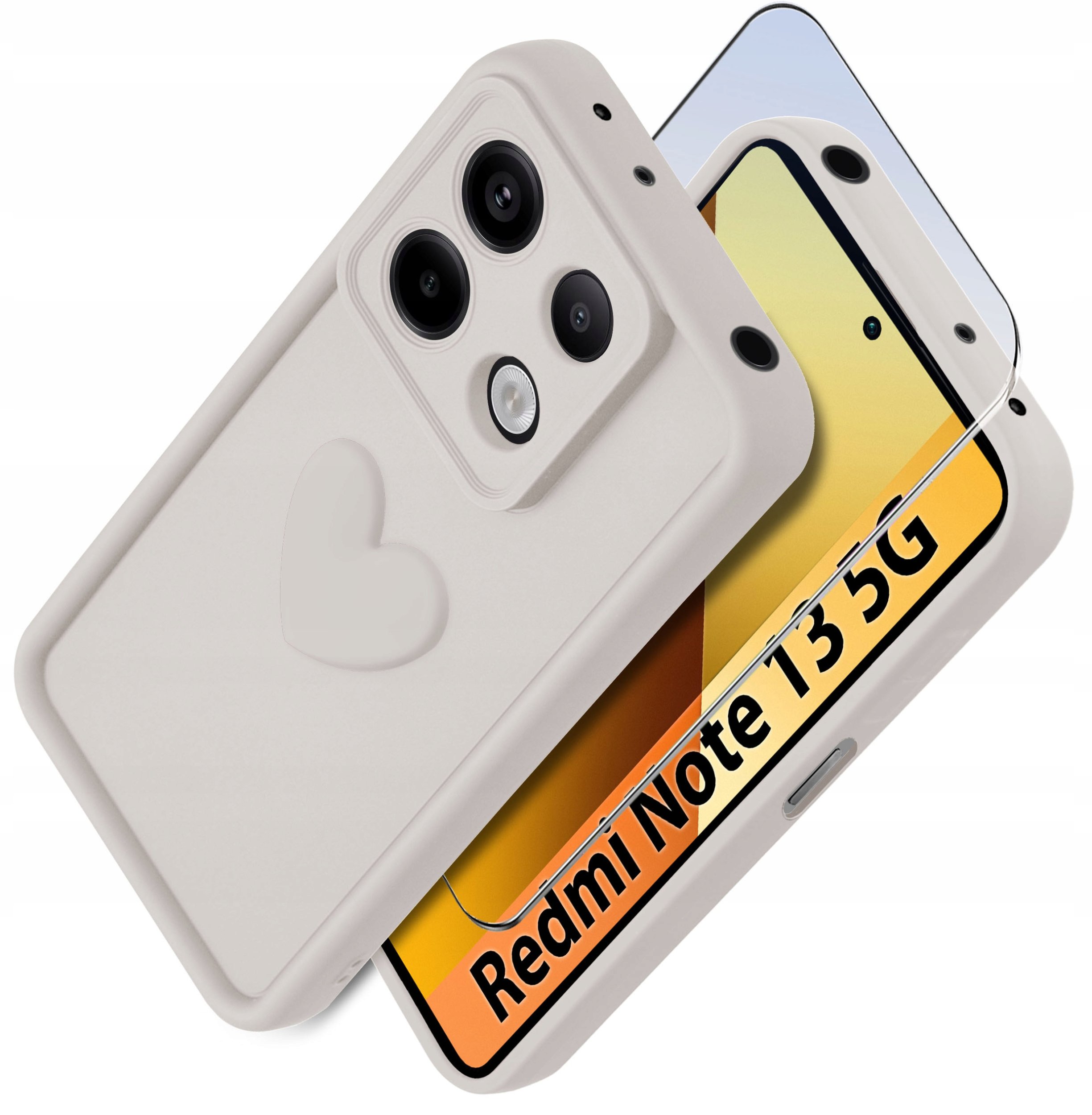 Etui do Xiaomi Redmi Note 13 5G silikonowe MATOWE serce + Szkło ochronne 9H