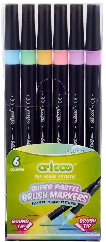 Cricco Pisaki pędzelkowe pastelowe dwustronne 6 kolorów