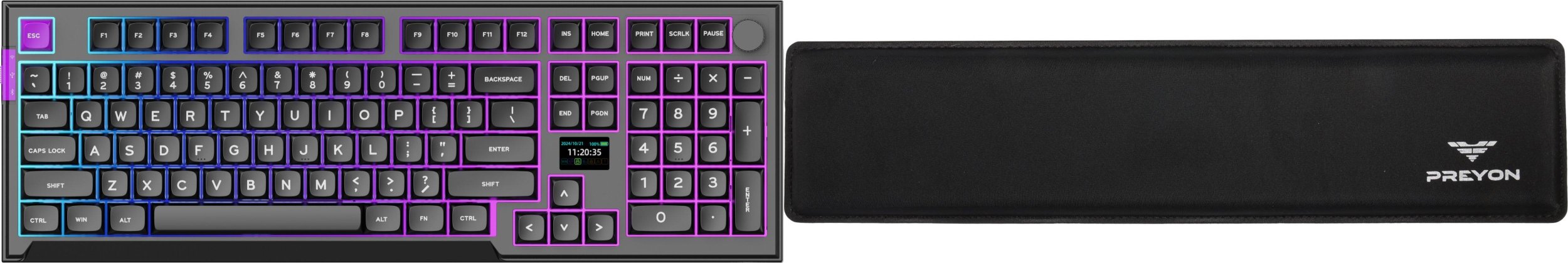 Klawiatura PREYON PREYON SILENT CLAW YELLOW + Podkładka pod nadgarstki Falcon Soft Full Size