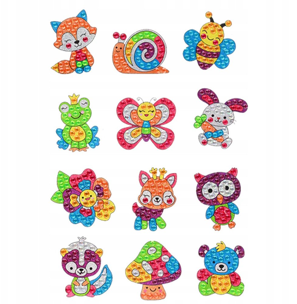 Diamentowe obrazki / naklejki dla dzieci /rękodzieło artystyczne/ ZWIERZĘTA