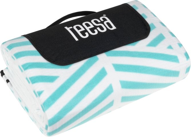 Koc mata piknikowa z izolacją i długim paskiem 200x300 cm TEESA - niebieski kłos