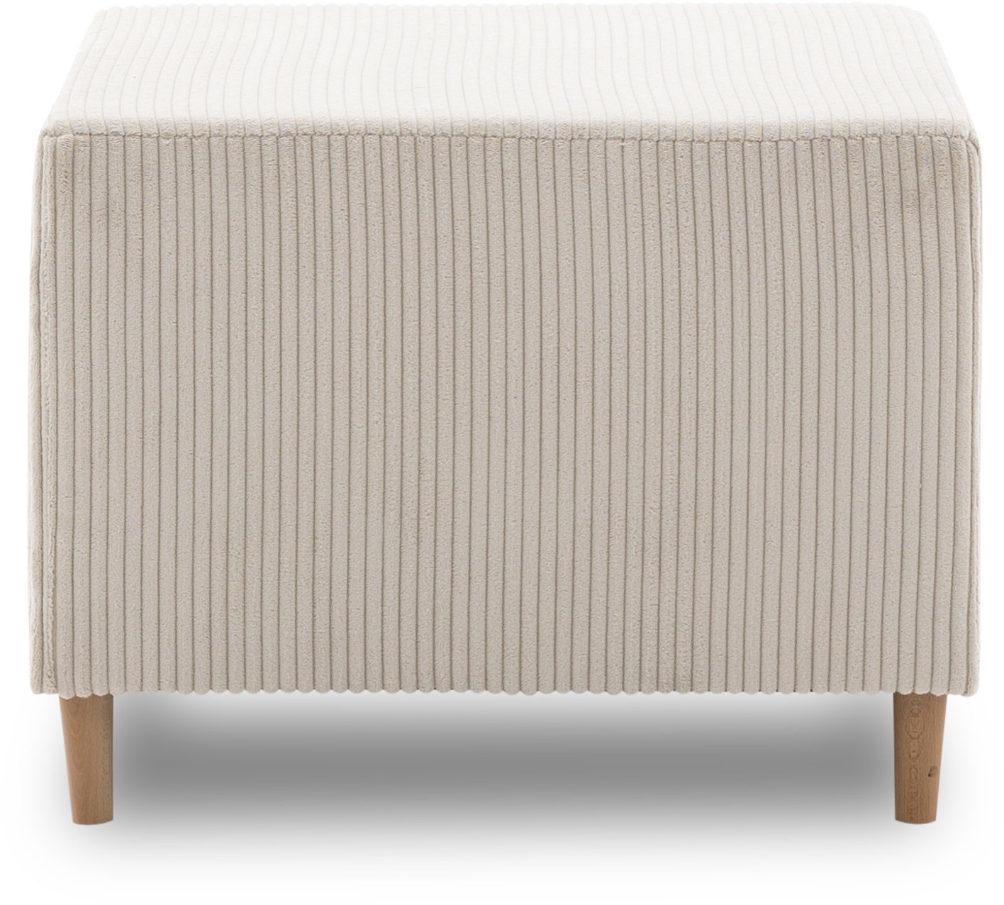 Pufa tapicerowana, podnóżek, sztruks, PANORA, 64x55x42 cm, beżowy