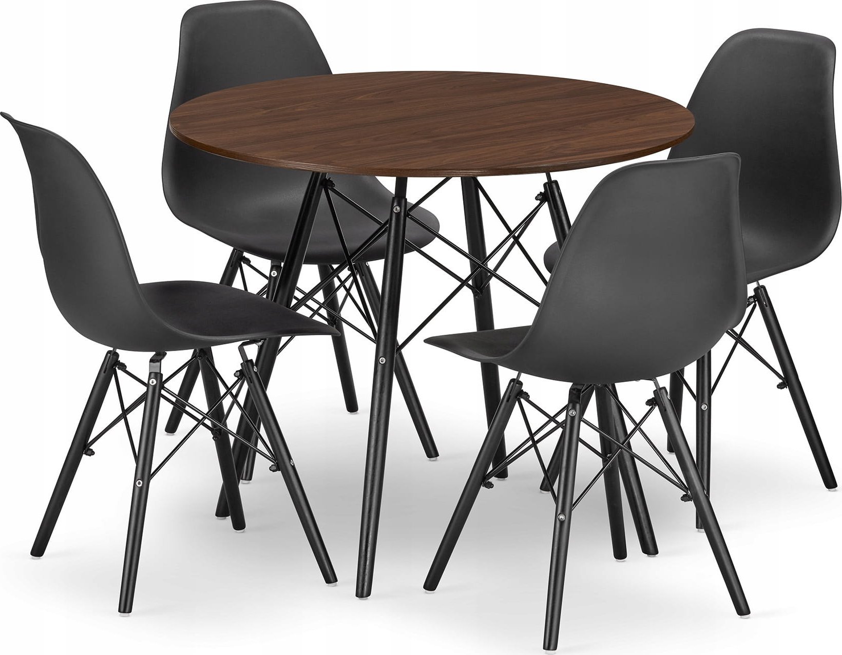 Leobert Zestaw stół okrągły TODI 80 jesion + 4 krzesła OSAKA czarne