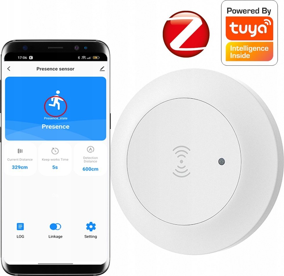RTX Czujnik mikrofalowy sensor obecności ZigBee TUYA Smart 230V natynkowy