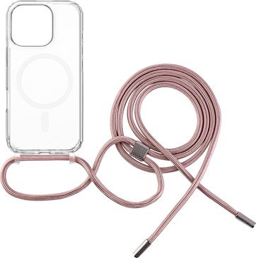 Fixed | MagPure Neck | Back Cover with Lanyard | Apple | iPhone 16 Pro | TPU | Clear, Pink one size