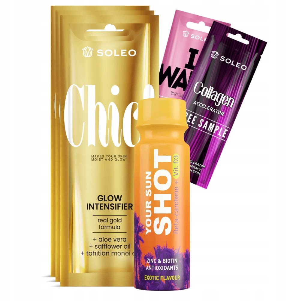 Soleo Chic 3x15ml Przyspieszacz Opalania Z Drobinkami Złota + Gratisy