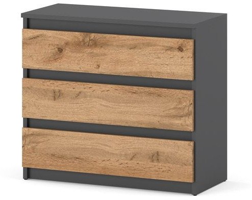 Komoda 3 Szuflady Nowoczesna Młodzieżowa 80cm Szafka Rtv Loft Szary Wotan
