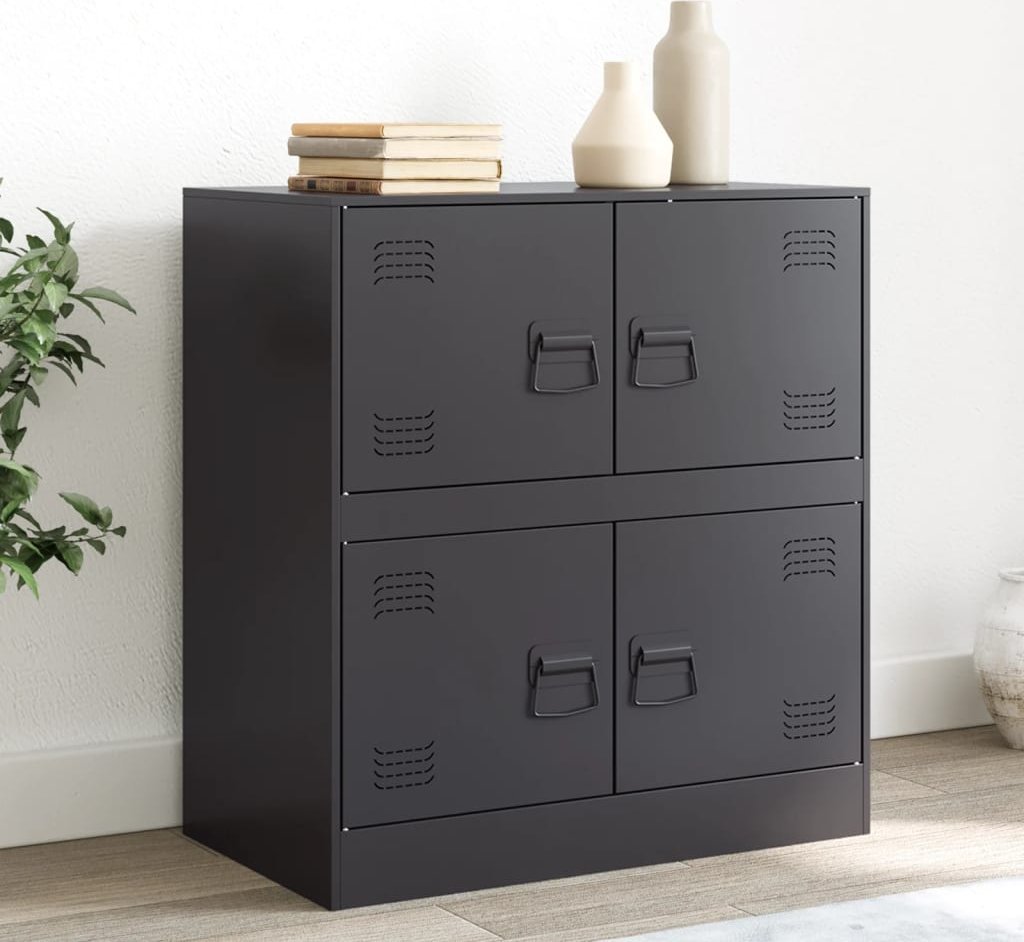 vidaXL vidaXL Szafka boczna, czarna, 67x39x73 cm, stal