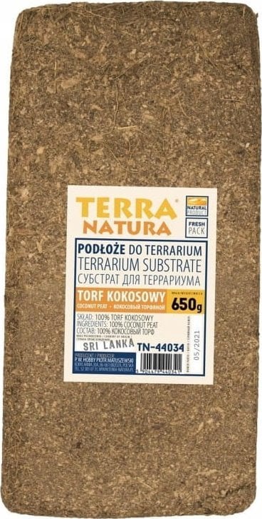 Terra Natura Podłoże do terrarium brykiet torf kokosowy foliowany 650g (kraj pochodzenia Sri Lanka)