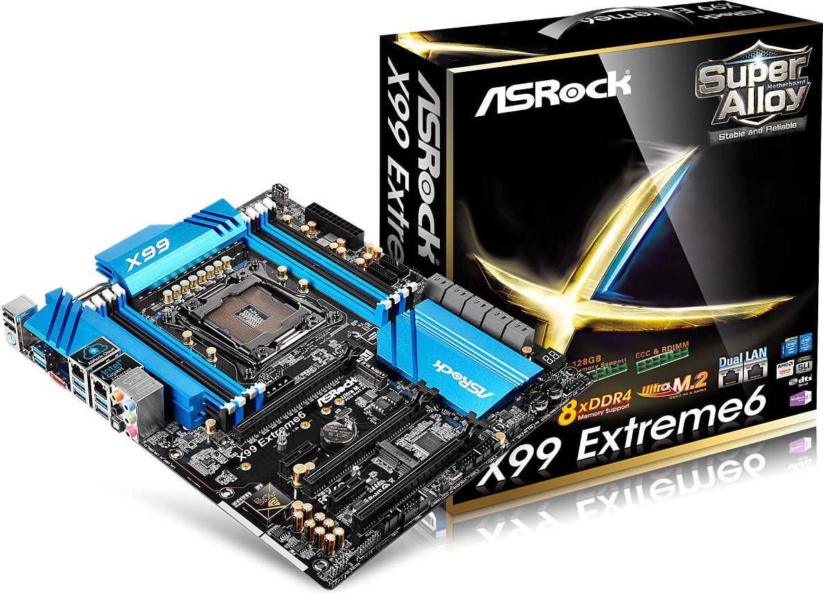 Płyta główna ASRock X99 EXTREME6, X99, QuadDDR4-3000+(OC), SATA3, USB 3.0, GBLAN, RAID, SLI, CROSSFIRE, ATX