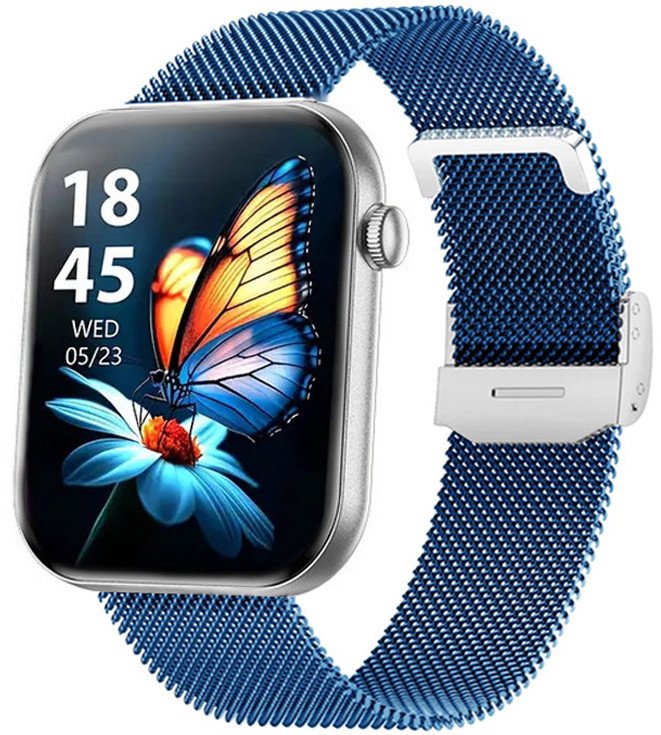 Zegarek Damski SMARTWATCH RUBICON RNCF49 silver/blue mesh