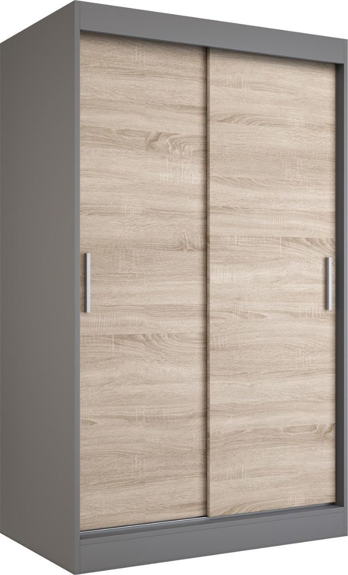 MKPOL Szafa przesuwna MODUO COMFORT 120 antracyt/dąb sonoma gładka