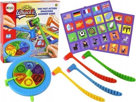 LeanToys Gra Zręcznościowa Konkurencyjna Karciana Spinner Uderz Młotkiem