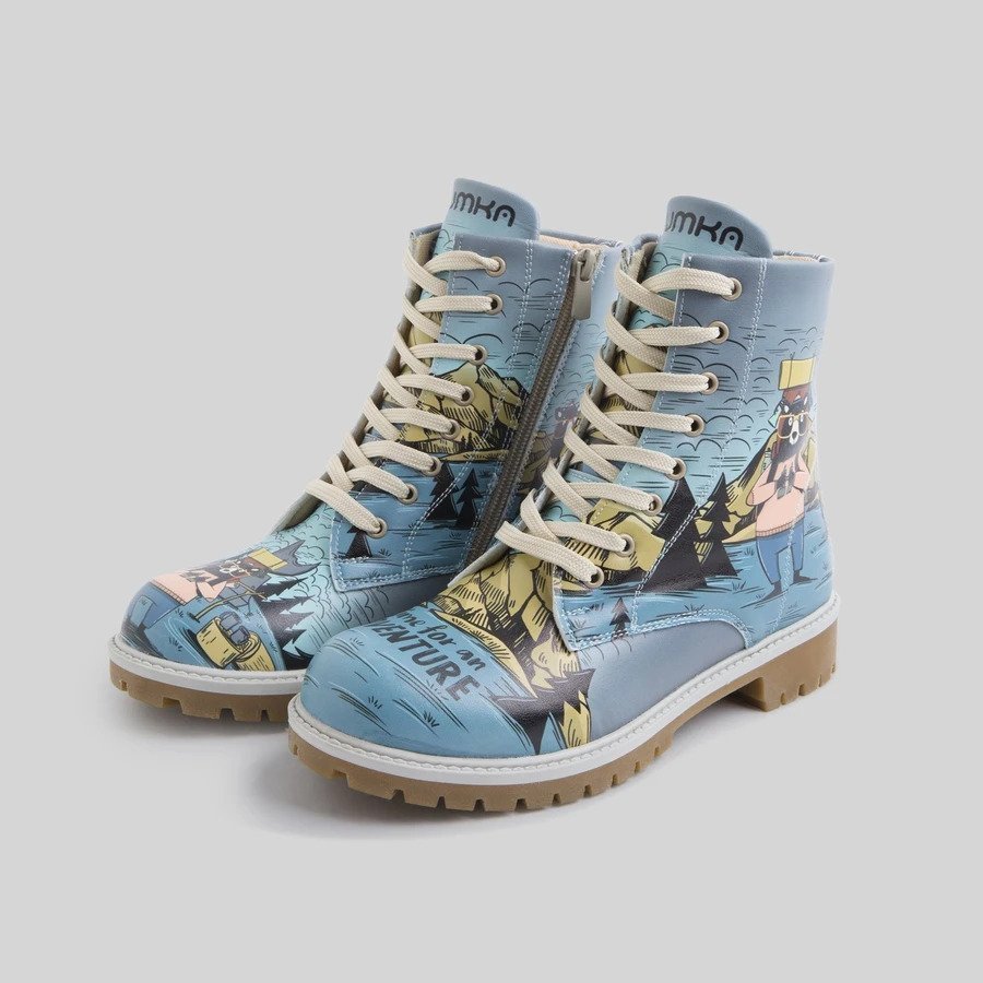 Mumka Shoes Botki traperki wegańskie niebieskie przygoda Mumka-39