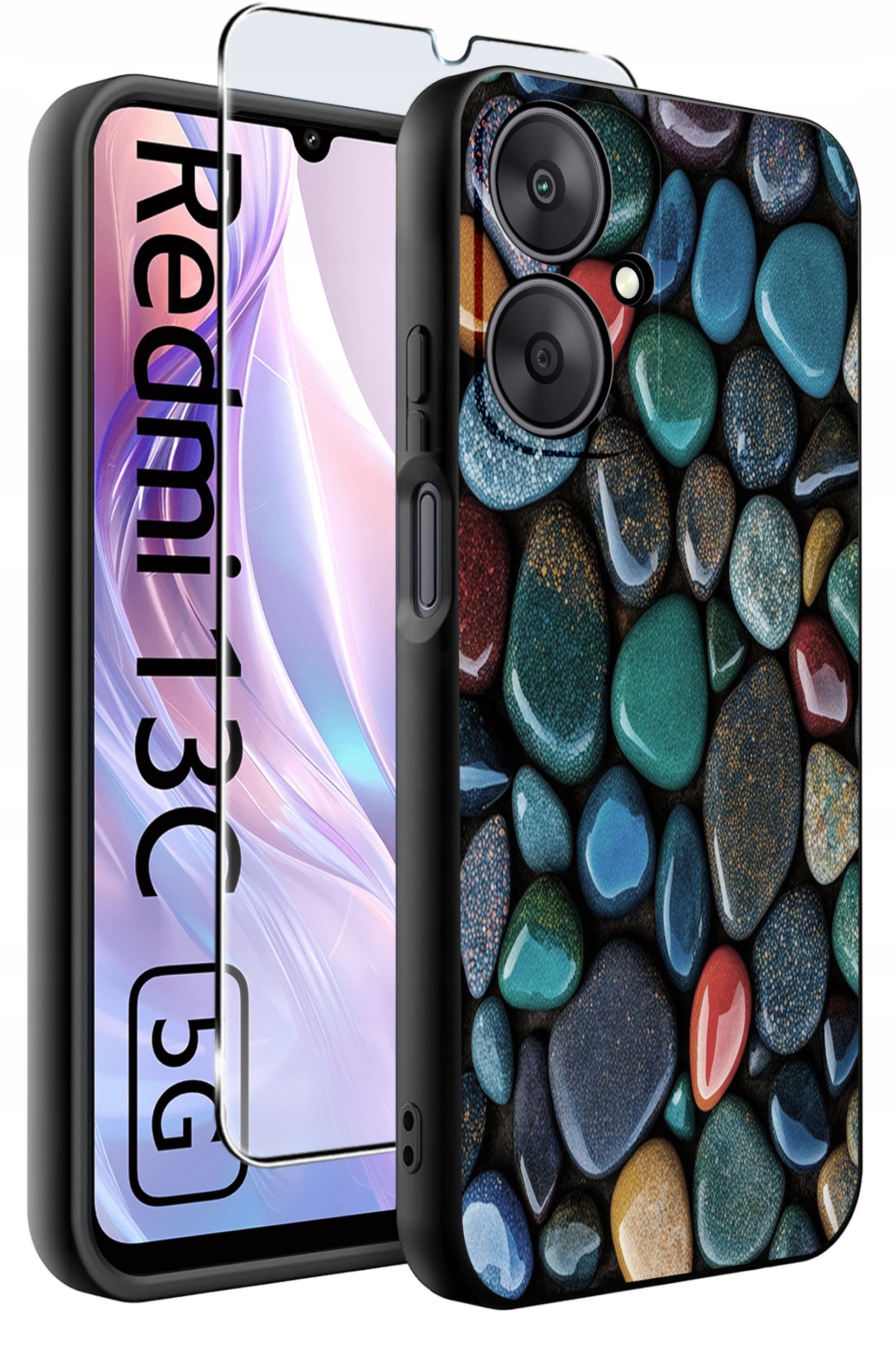 ETUI do Xiaomi Redmi 13C 5G WZORY |SILIKONOWE MATT CASE +SZKŁO HARTOWANE 9H