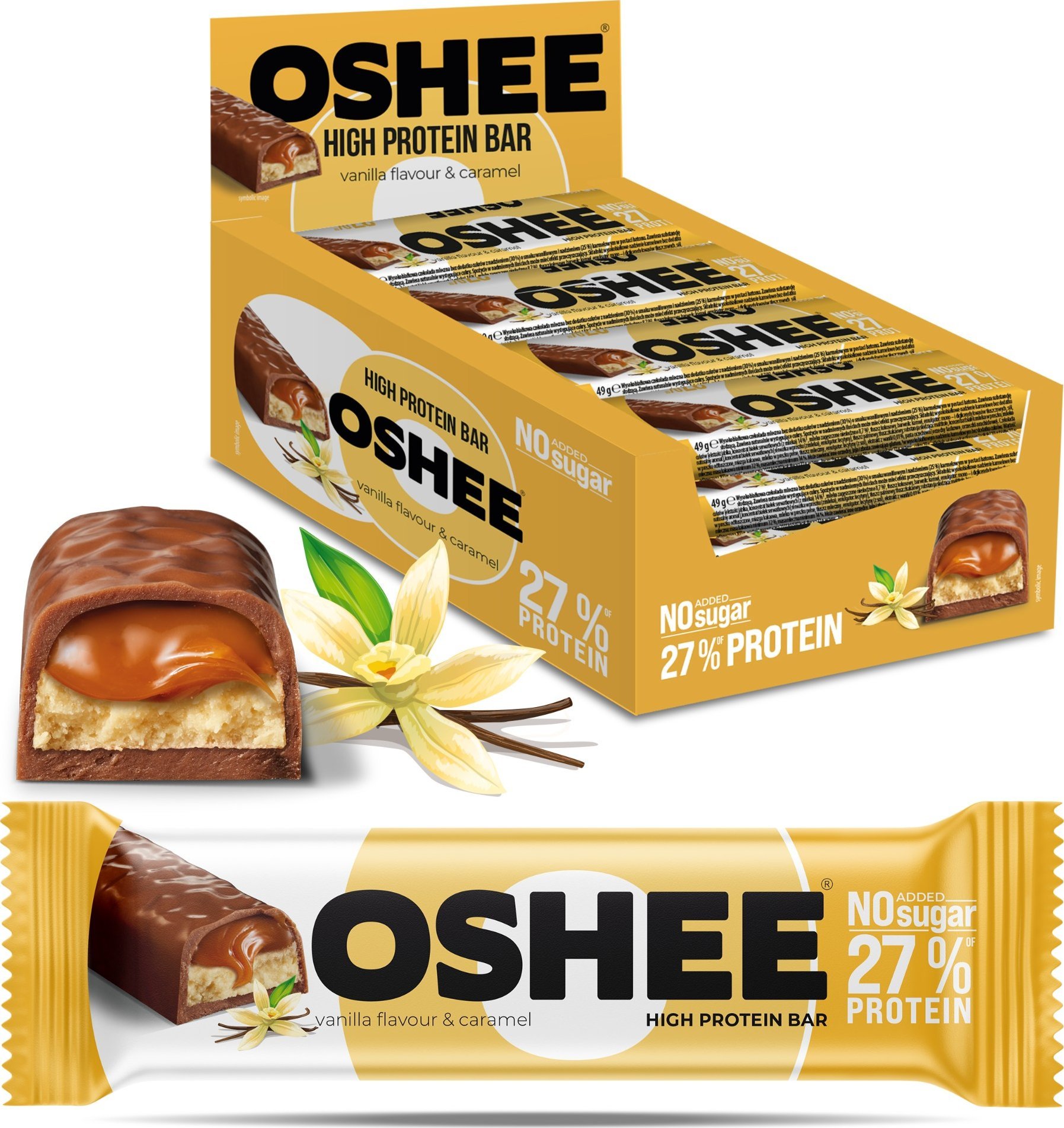 Oshee 12x OSHEE Baton proteinowy Oshee wanilia i karmel 49g