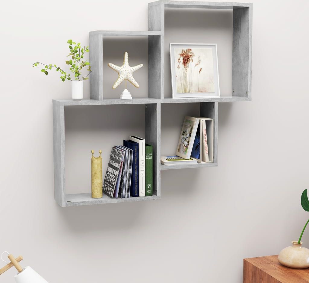 vidaXL Półka ścienna kostki, szarość betonu, 80x15x78,5 cm, płyta