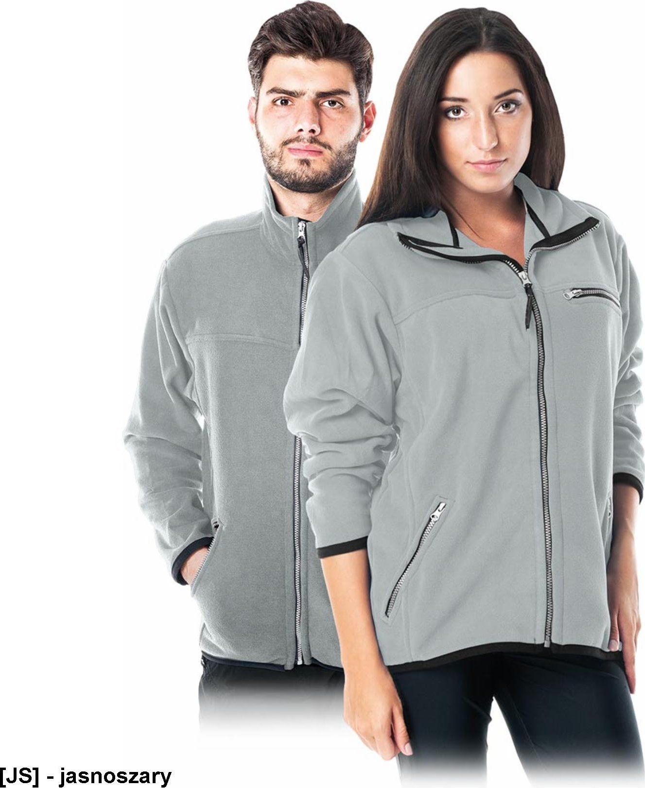 R.E.I.S. POLAR-HONEY - bluza, miły w dotyku krótko strzyżony polar, 100% poliester 290 g/m2, suwak, 3 zasuwane kieszenie - jasnoszary 2XL