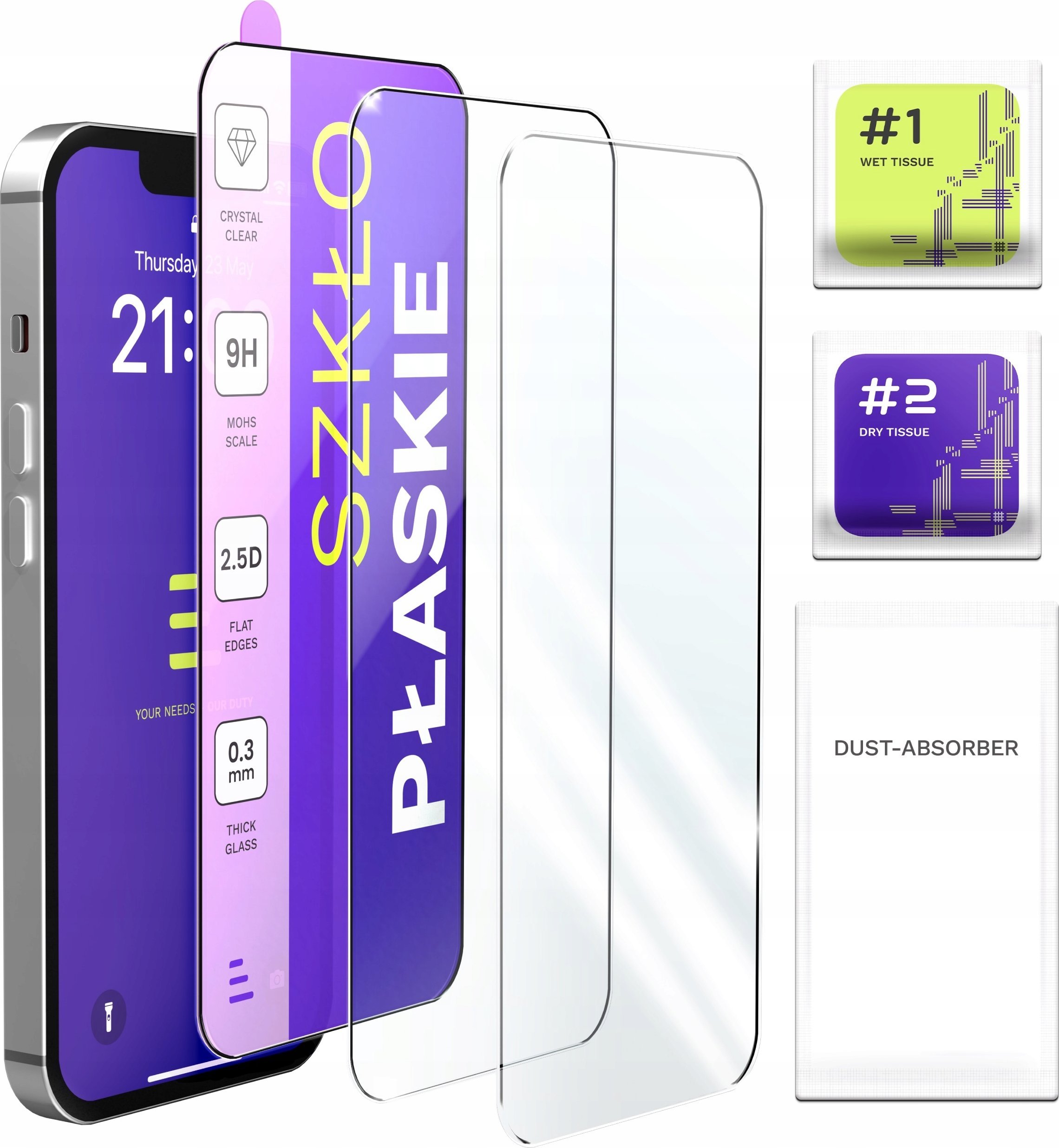 3-PAK Szkło Hartowane Płaskie Do Apple iPhone 13 (9H, 2.5D, Ochronne)