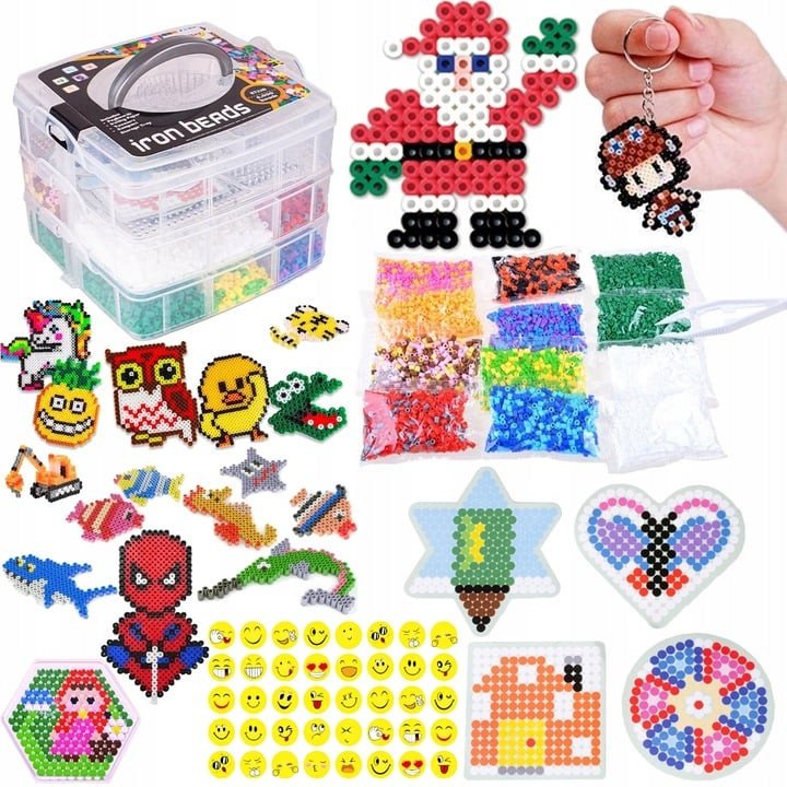 KORALIKI DO PRASOWANIA ZESTAW 6000 SZT DLA DZIECI SZABLONY WALIZKA PREZENT