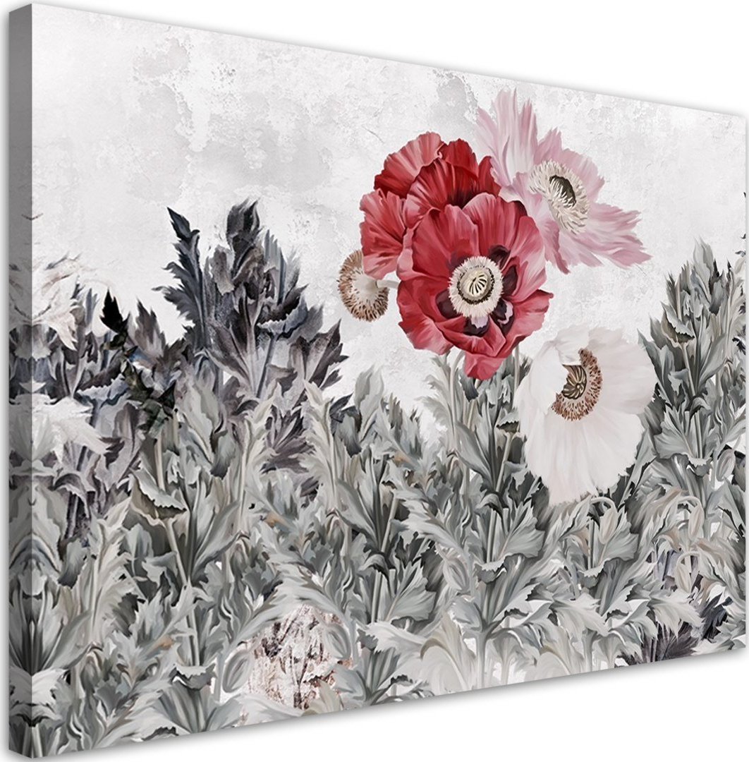 Feeby Obraz na płótnie, Malowane czerwone maki w ogrodzie - 120x80