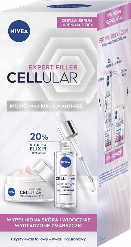 NIVEA CELLULAR Expert Filler Zestaw prezentowy Krem na dzień + Serum hialuronowe