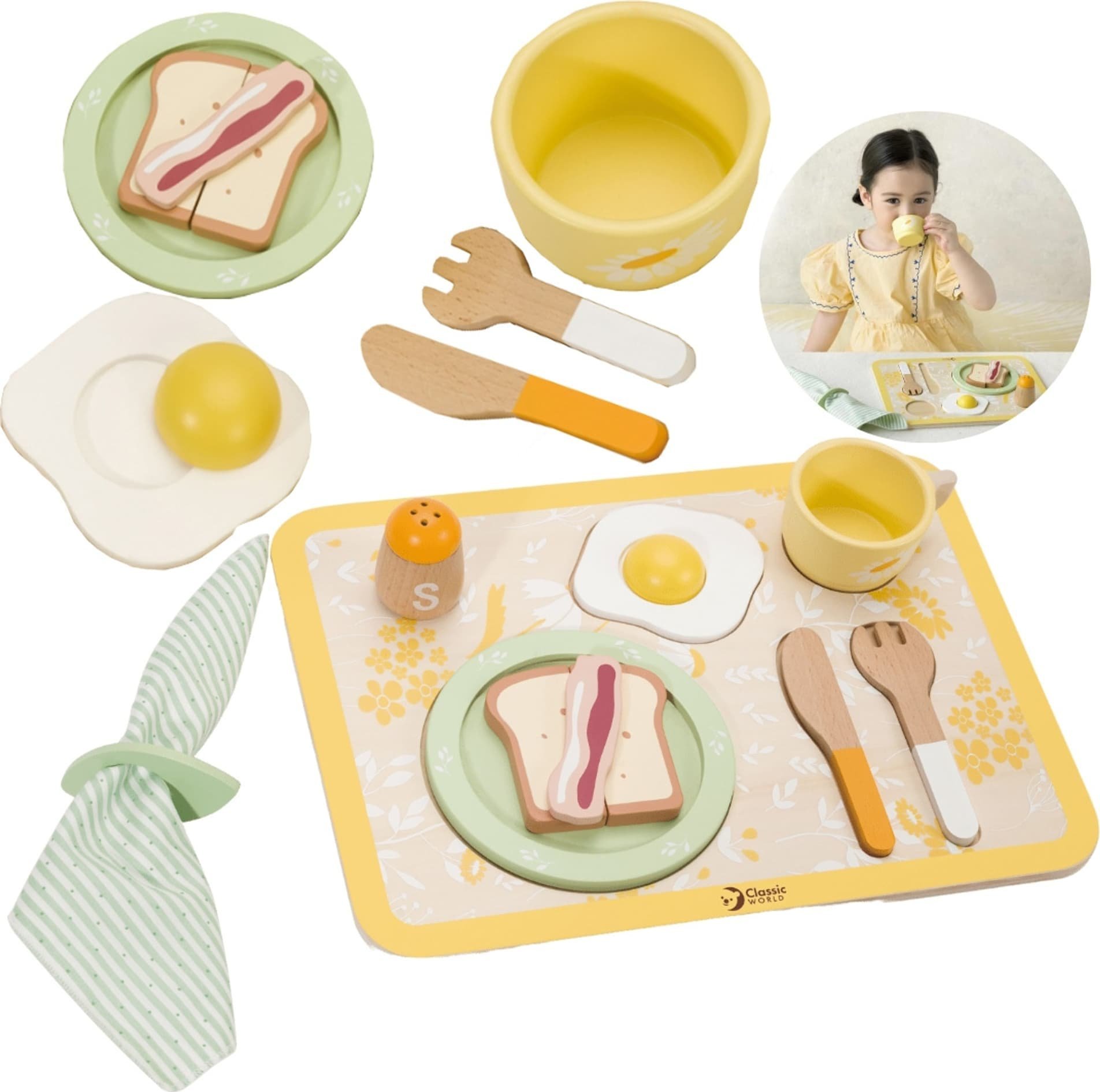 Classic World CLASSIC WORLD Wooden Breakfast Set 13 pcs.
