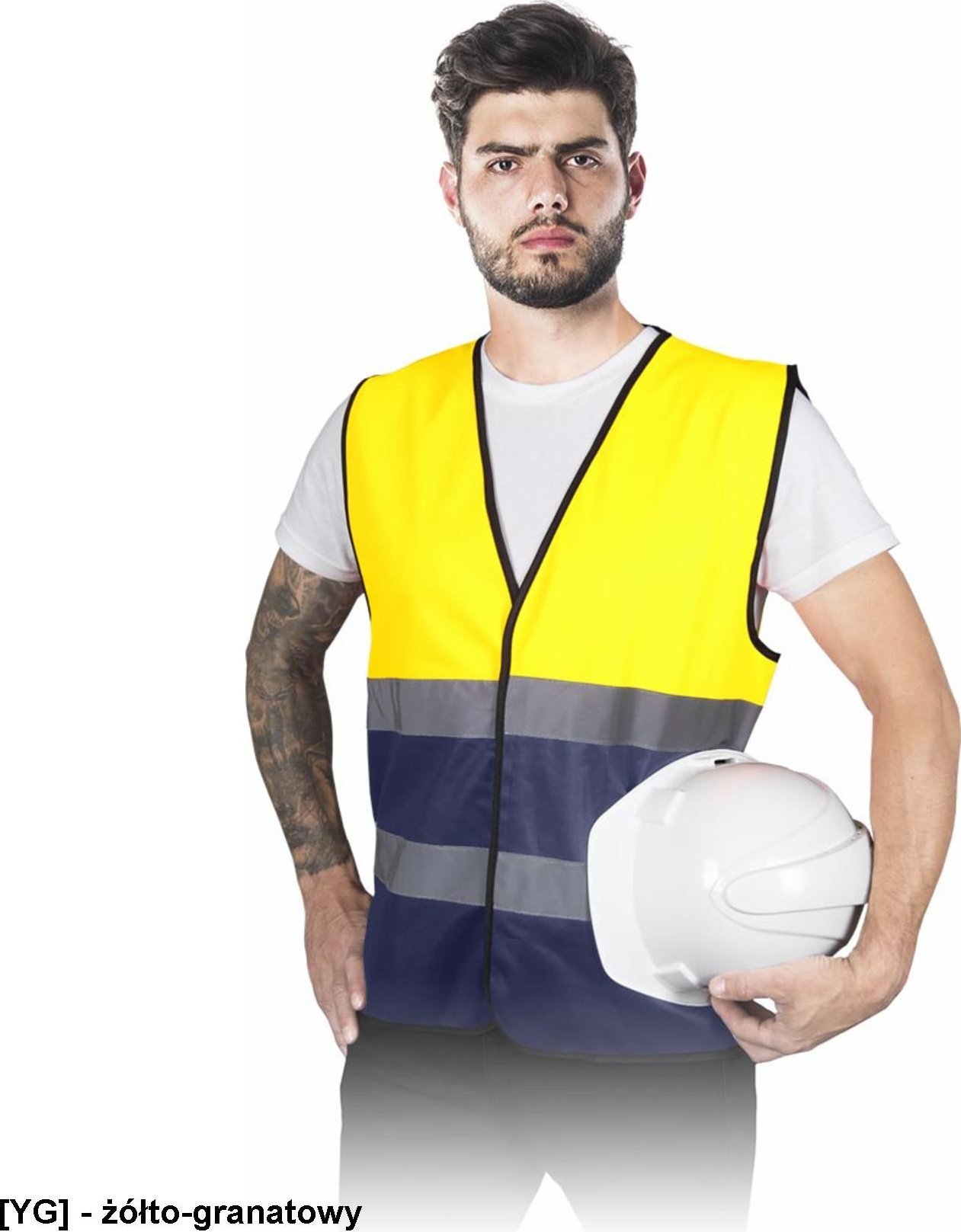 R.E.I.S. KOS-DOUBLE - Kamizelka ostrzegawcza z pasami odblaskowymi - żółto-granatowy 3XL