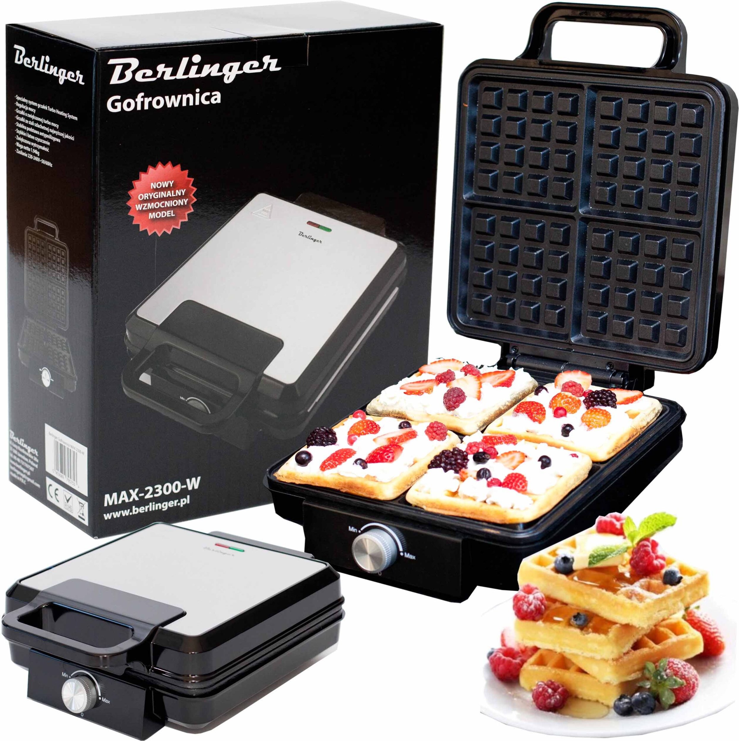 Gofrownica Berlinger Gofrownica XXL 4 idealne gofry | regulacja temperatury Mocna 2300