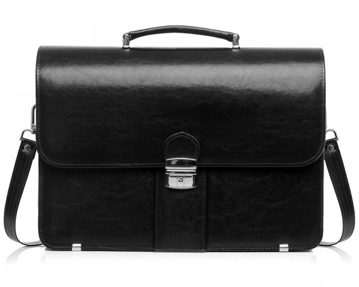 SKÓRZANA AKTÓWKA TECZKA NA DOKUMENTY SOLOME TH02 CZARNY