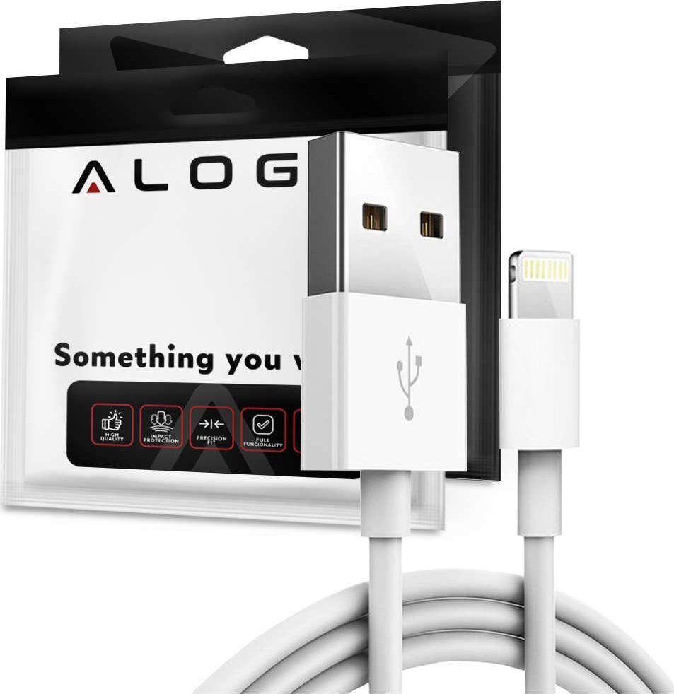 Kabel USB Alogy USB-A - Lightning 2 m Biały