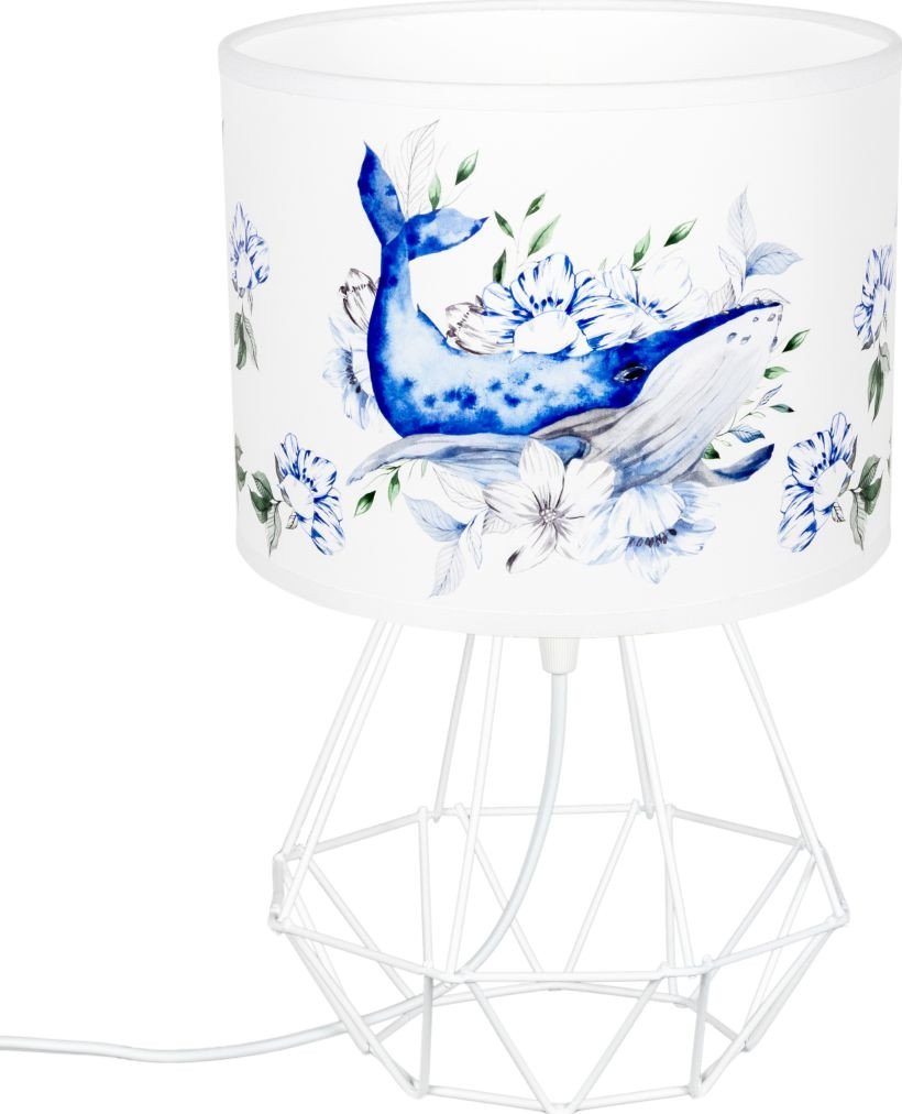 Lampa biurkowa dziecięca OCEAN BŁĘKITNY WIELORYB biała 1 x E27 0930
