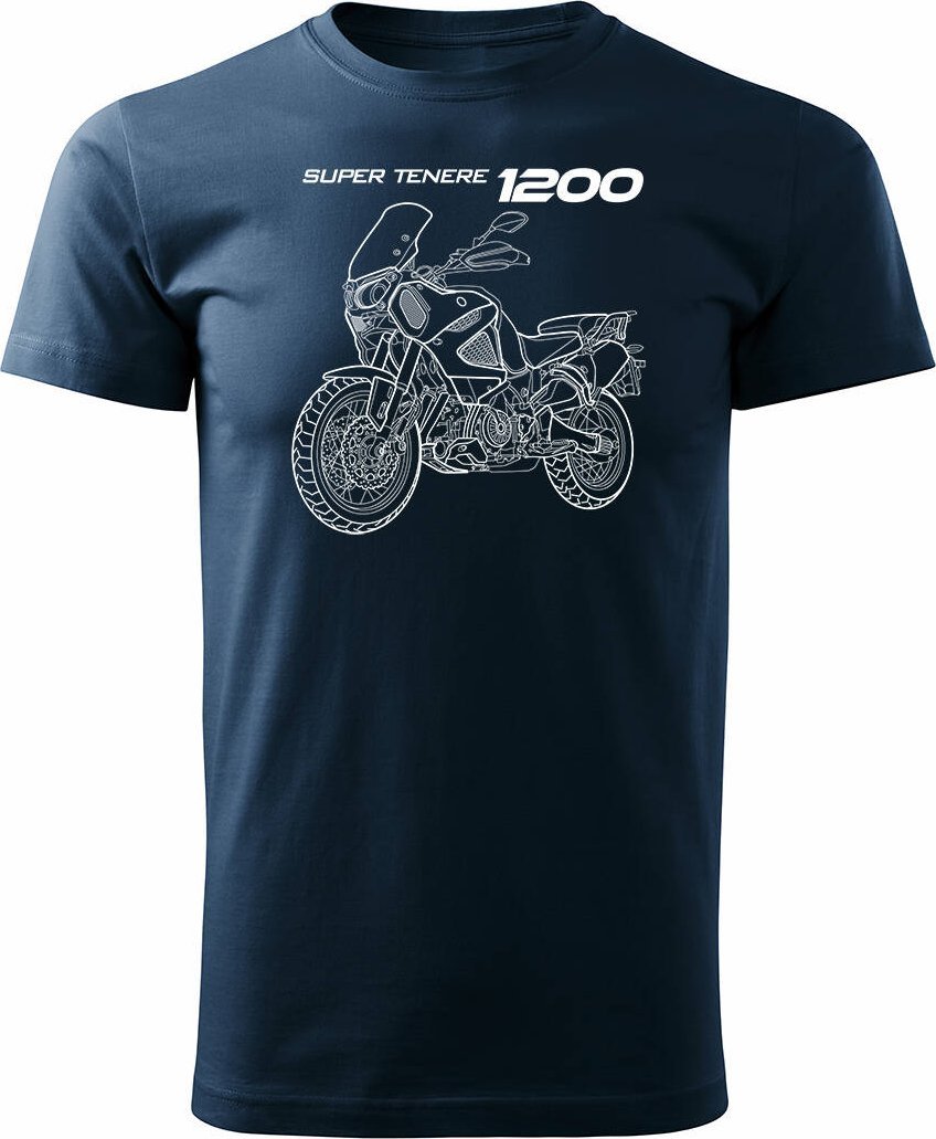 Topslang Koszulka motocyklowa z motocyklem Yamaha Super Tenere 1200 męska granatowa REGULAR S