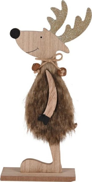 Intesi INTESI FIGURKA RENIFER BRĄZOWY Z DREWNA PATRZĄCY W LEWO