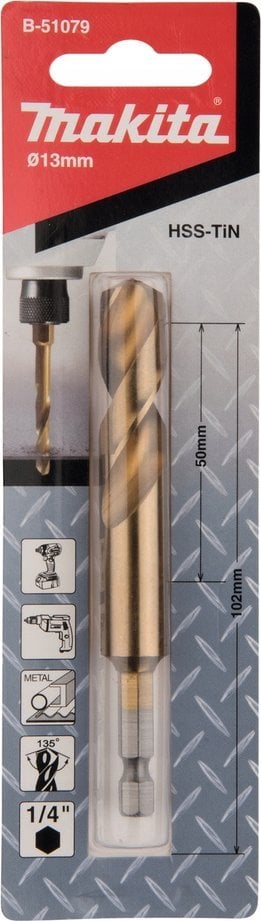 Wiertło Makita MAKITA WIERTŁO DO METALU HSS-TIN 1/4" HEX 13,0x102mm