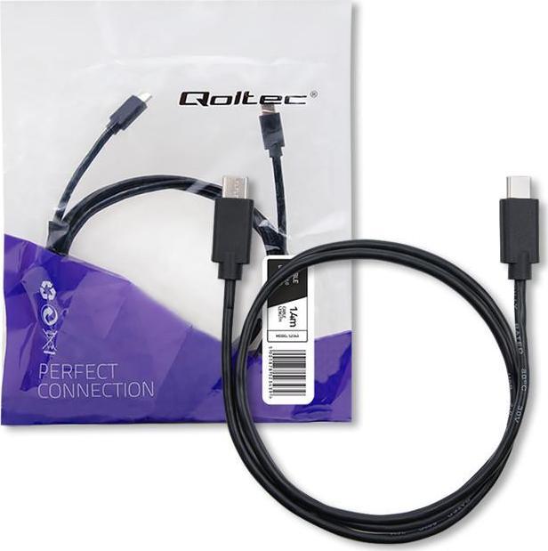 Kabel USB Qoltec USB-C - USB-C 1.4 m Czarny (52343)