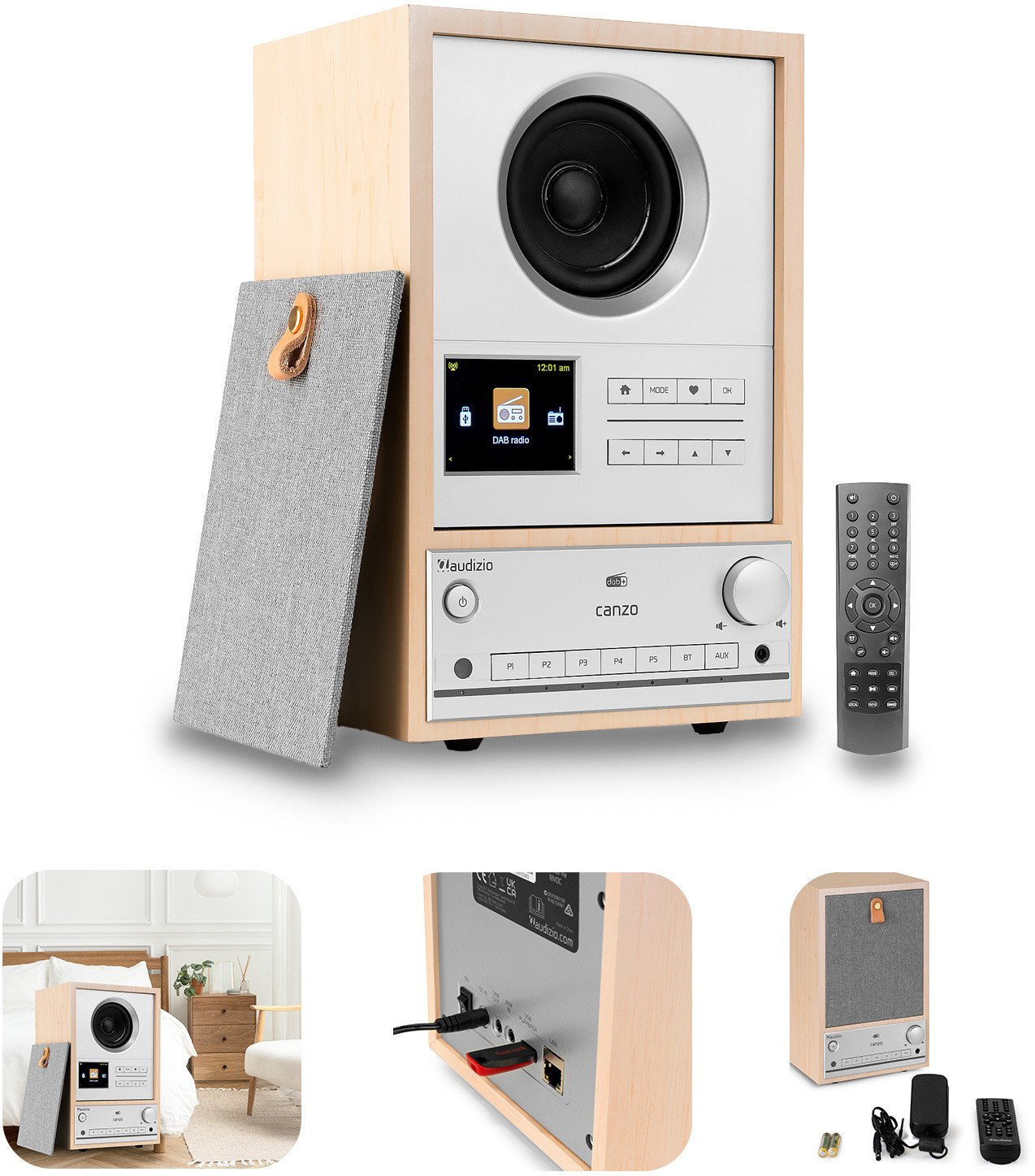 Radio internetowe DAB+/FM BT WIFI Canzo Audizio jasne drewno one size