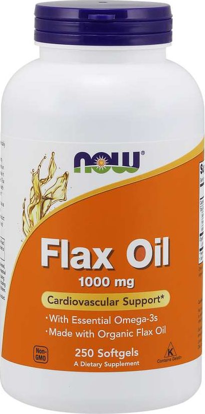 NOW Foods NOW Foods - Flax Oil, Olej Lniany, 1000mg, 250 kapsułek miękkich