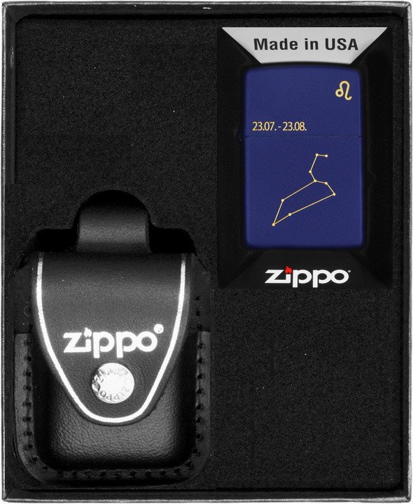 Zestaw ZIPPO Zapalniczka ZODIAC LEO DESIGN LEW Prezentowy No3