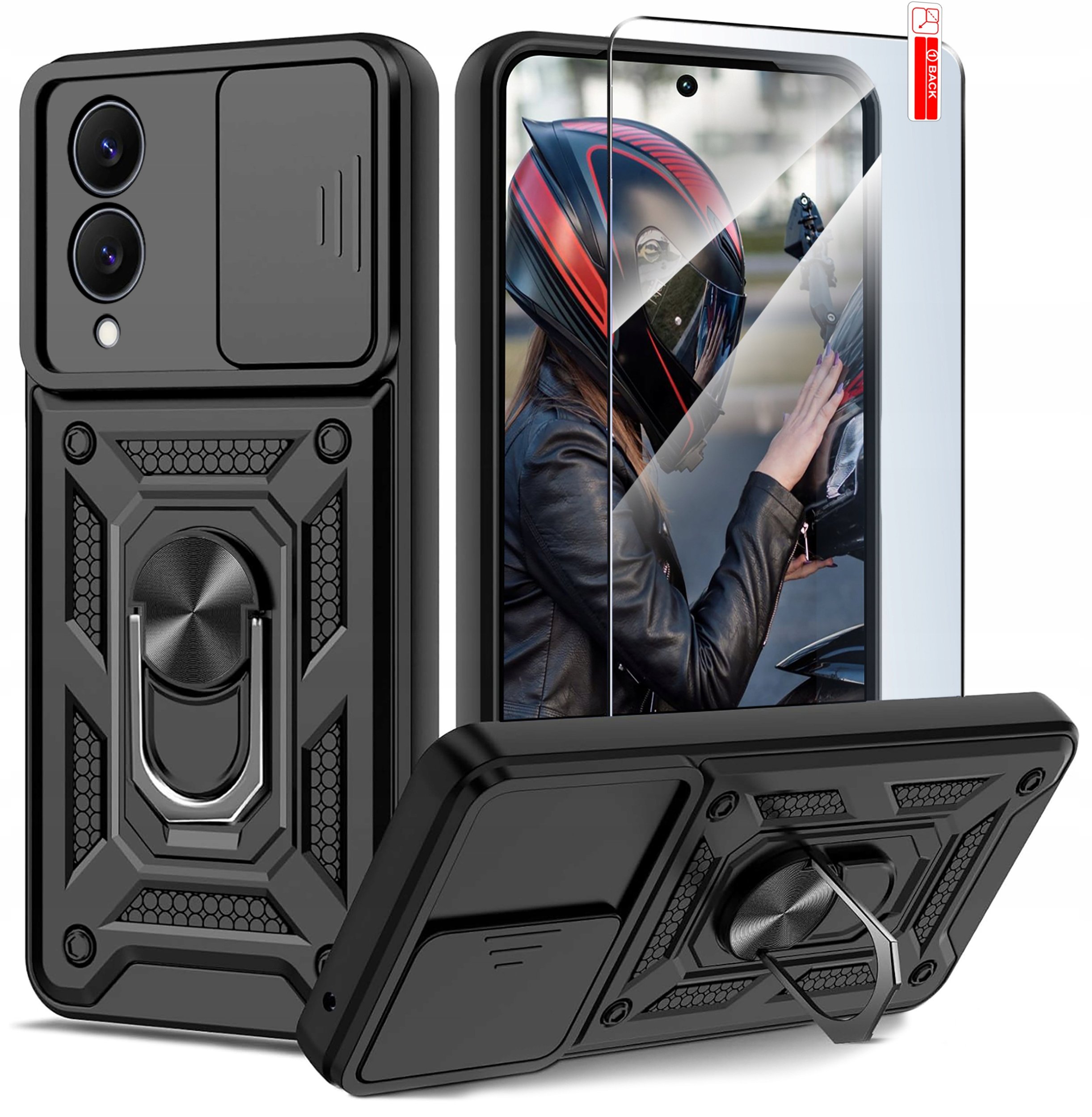 Etui do Samsung S25 Edge PANCERNE SLIDE RING CASE + SZKŁO 9H