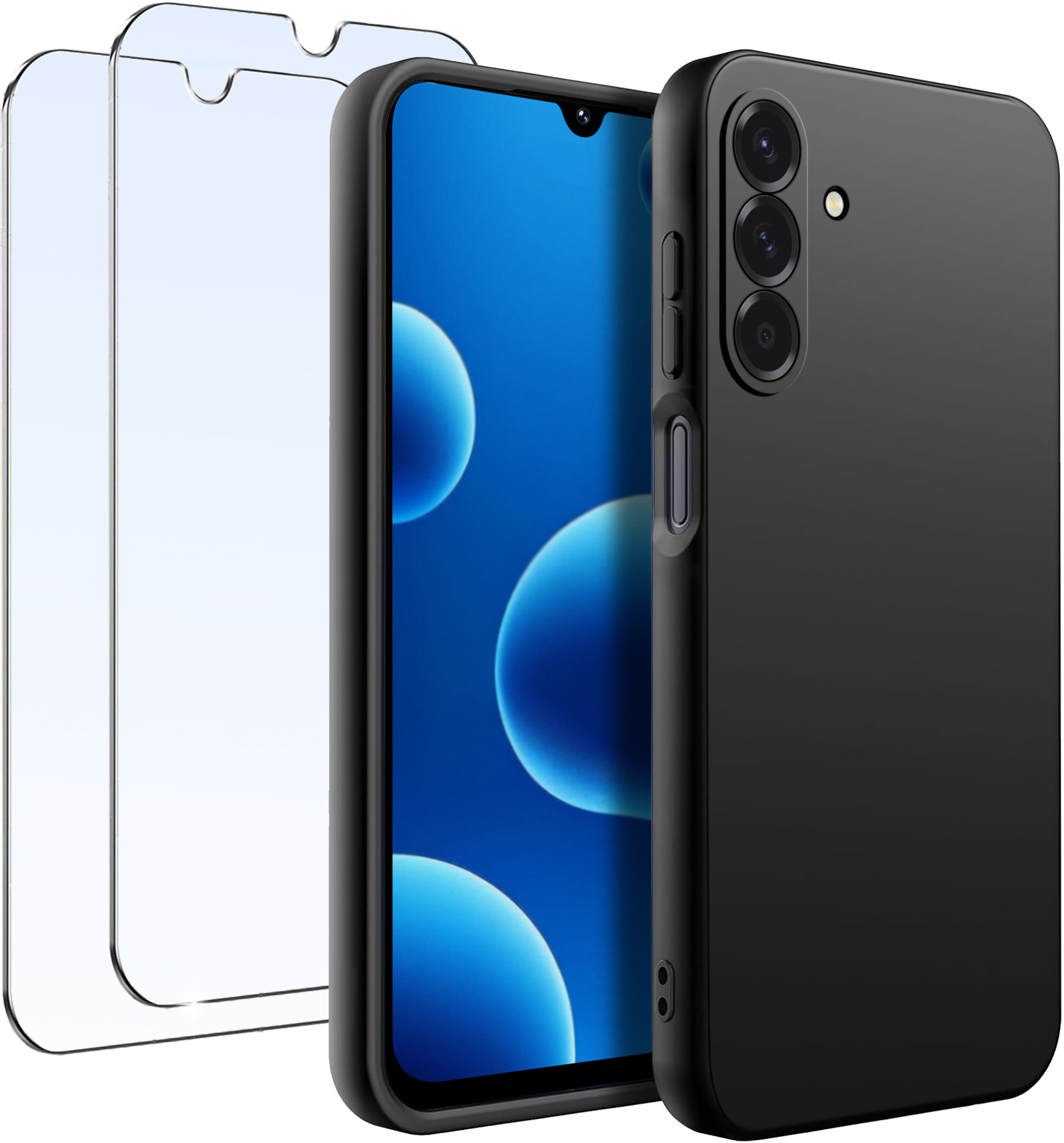 ZESTAW Etui do Samsung A26 5G Matowe Czarne Silikon 2 SZTUKI SZKŁO