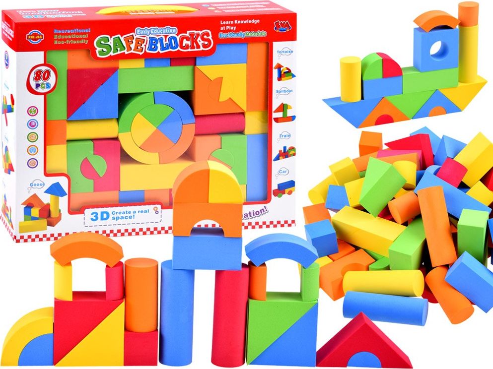 Jokomisiada Miękkie kolorowe Klocki Piankowe 80 elementów (ZA3856)