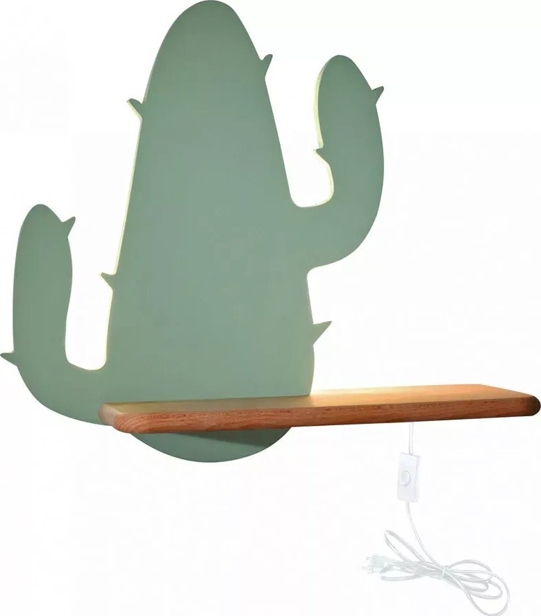 Lumes Zielona lampka nocna dla dzieci led z wtyczką - K051-Cacti