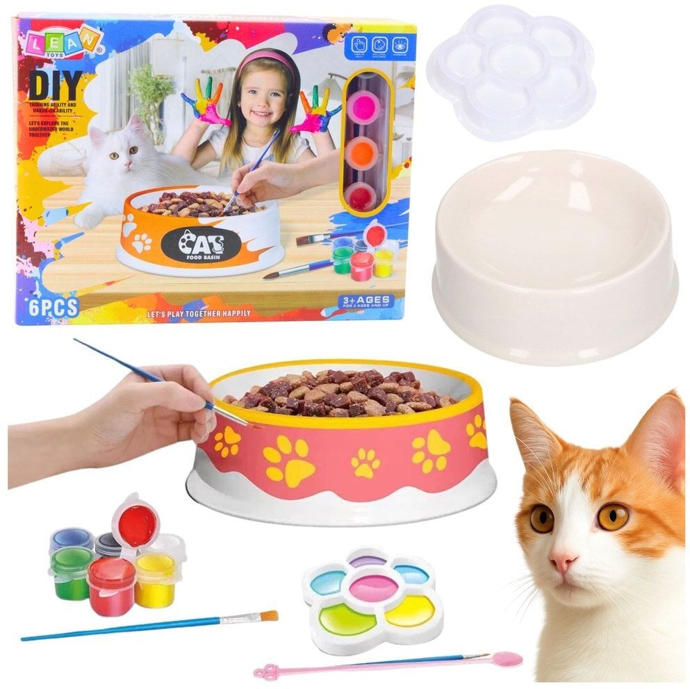 Zestaw Kreatywny Miska Dla Do Malowania Farbki Pędzelki DIY 6 el.